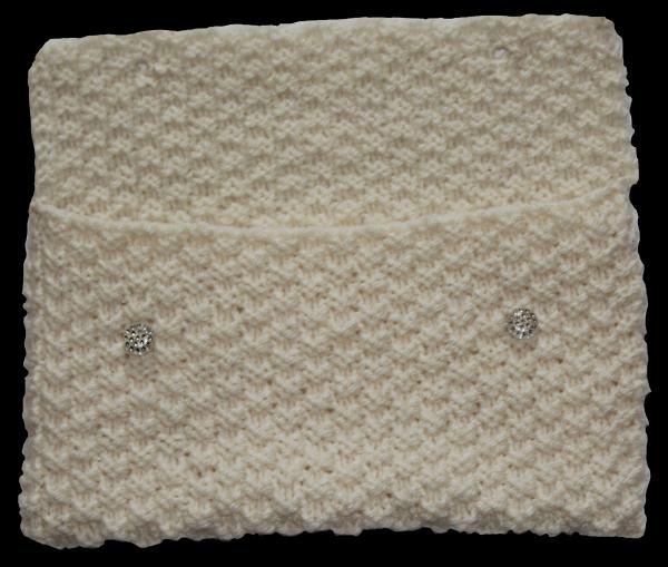Hand knitted clutch / Evening bag in cream